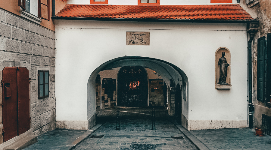 A stone gate in wall in Zagreb