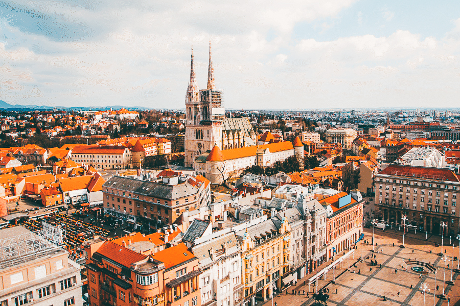 A view over Zagreb and the cathedral