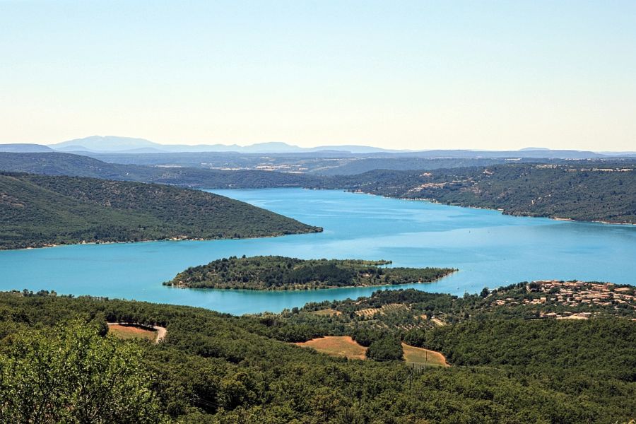A view over Lac de Sainte-Croix a beautiful lake in Europe