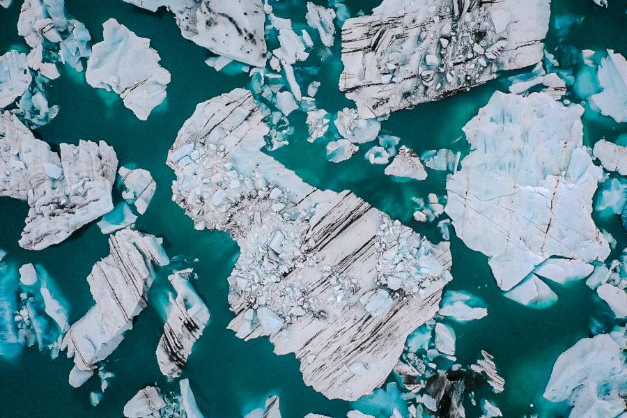 Ariel View of Jökulsárlón Lake in Iceland