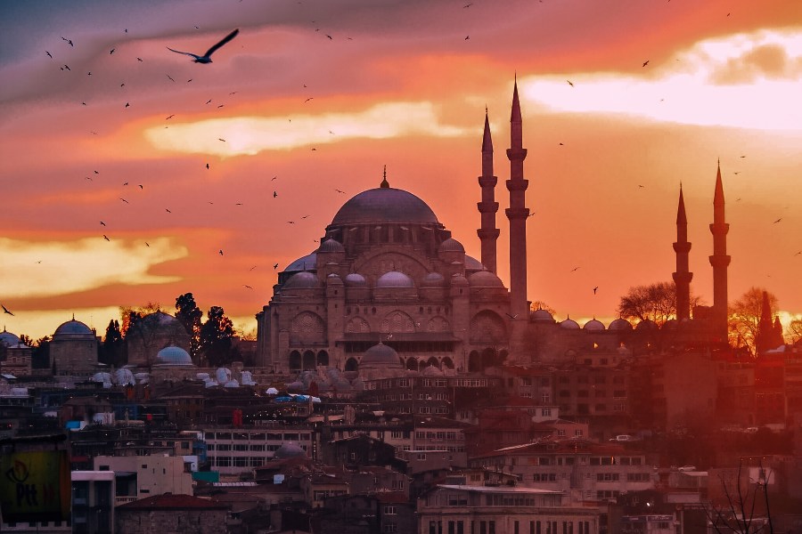 Sunset in Istanbul from the Galata Bridge