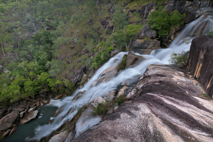 Davies Creek Falls flowing into the swimming hole below